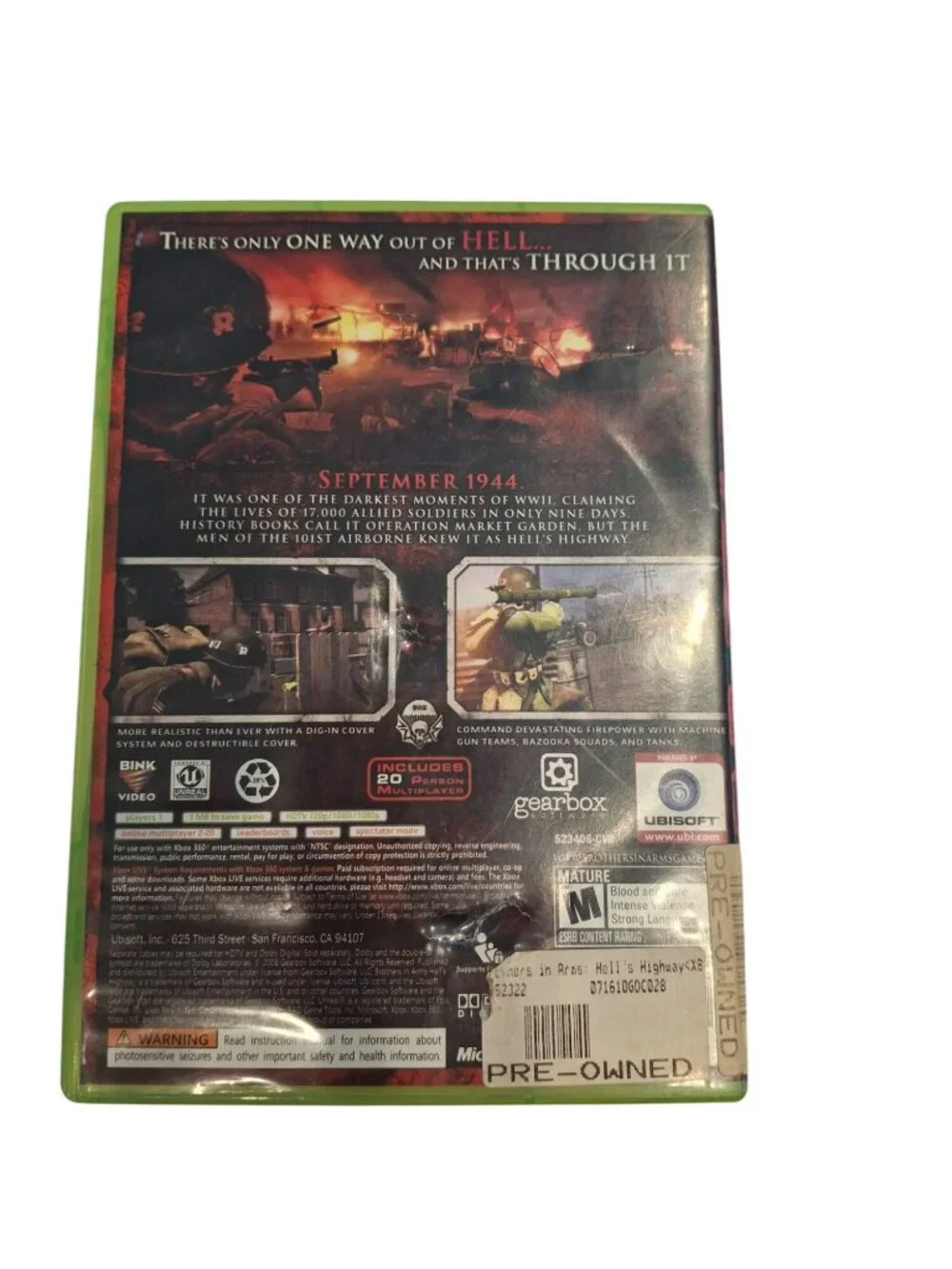 Brothers in Arms Hells Highway Xbox 360 CIB  2008 WWII Shooter Ubisoft Tested